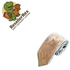 Geoffrey Beene Mens Tie Silver Gold Paisley Formal Necktie